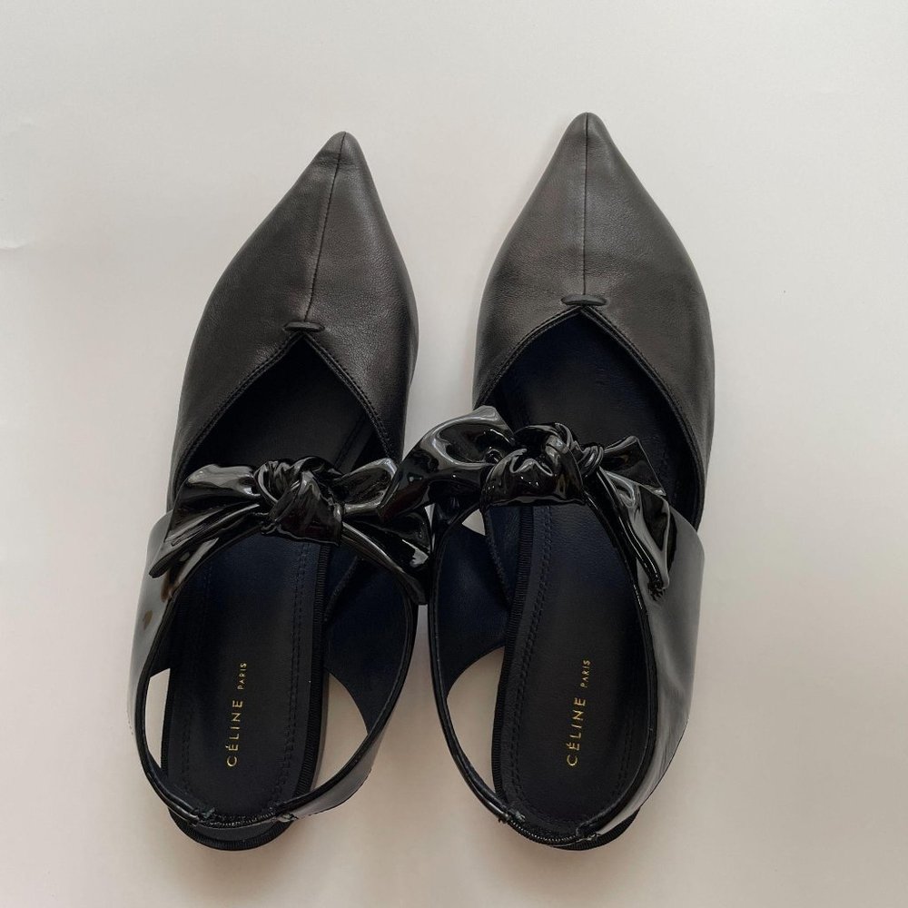 brand new old Celine bow muler flats in black size